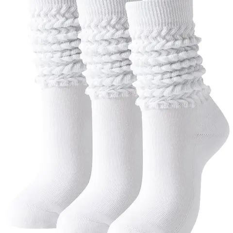 3 Pairs Women's Slouch Socks, Long Scrunch Crew Socks, Soft Lightweight Knee-High Socks for Casual Everyday Wear, Dance and Workouts