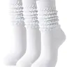 3 Pairs Women's Slouch Socks, Long Scrunch Crew Socks, Soft Lightweight Knee-High Socks for Casual Everyday Wear, Dance and Workouts