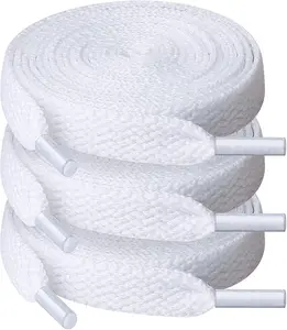 3 Pair Flat Shoe laces, 5/16" Wide Shoelaces for Athletic Running Sneakers Shoes Boot Strings