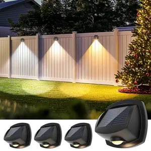 Solar Fence Lights Outdoor Waterproof IP65 Solar Wall Lights Outside Dual Color Led Solar Powered Fence Lights Outdoor for Porch, Pool, Deck, Patio, Stairs, Christamas Decorations