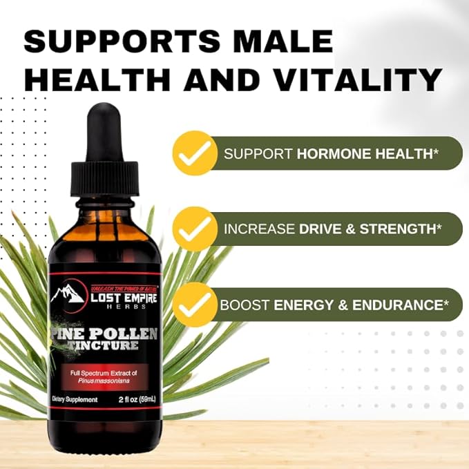 Pine Pollen Tincture - Natural Dietary Supplement for Hormone Health, Fitness, Energy and More