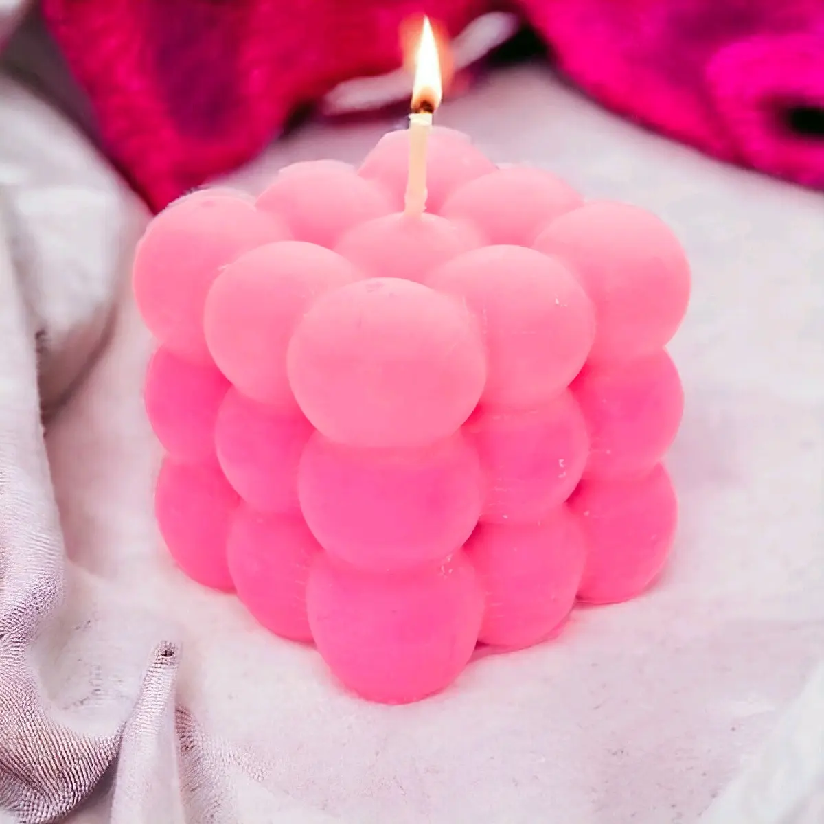 Strawberries & Cream Pillar Candle - Decorative Candle - Ornaments - Fragrant Bubble Candle - Aroma, Scent