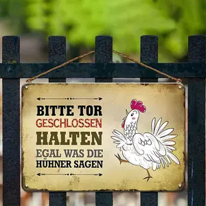 Germany Text Metal Tin Sign, "Please Keep Gate Closed", Retro Metal Sign, Vintage Plaque For Farm Yard 8X12 Inches/30*20Cm