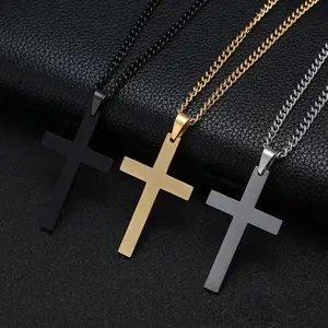 Cross Mens Necklace For Men Stainless Steel Neck Chain Gift For Men Women Chain Hip Hop Punk Male Men's Trendy Necklace jewelry jewellery