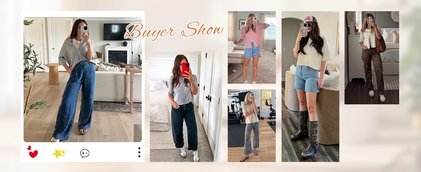 Ommig Women's Short Sleeve Cardigan Sweaters Crew Neck Soft Ribbed Knitting Button Down Tops Lightweight Breathable Summer Layering Cover Up Knitwear Top Flattering Fit for Casual Office Work Travel Springfresh Womenswear #SpringStatements