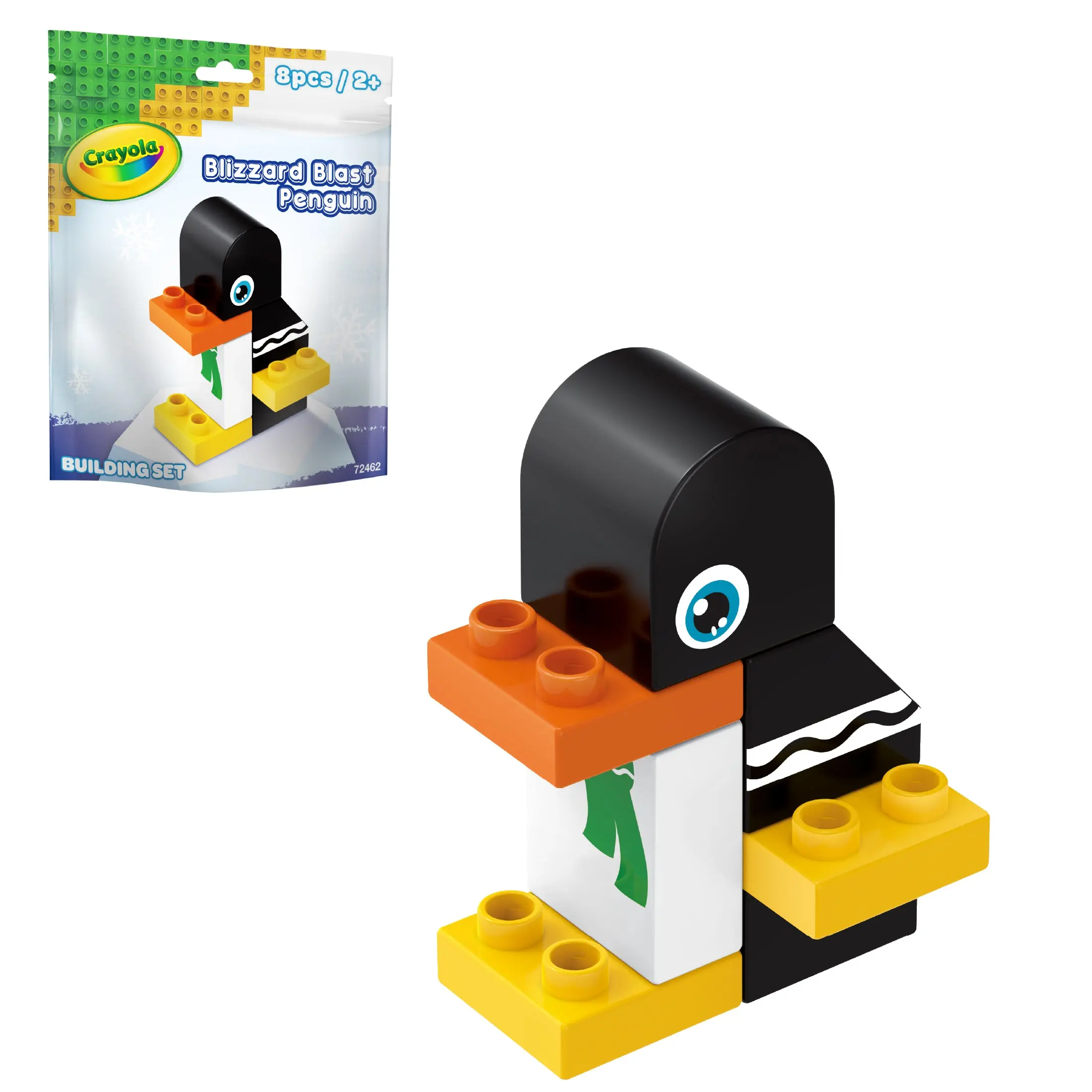 Brickcraft x Crayola Blizzard Blast Penguin Building Toy, 8-Piece Preschool Brick Animal Set for Toddlers & Kids Ages 2+