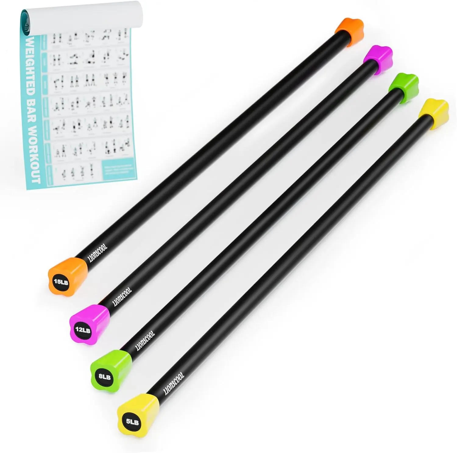 Solid Steel Weightlifting Barbell - Exercise Weight Bar with Slip-Proof Grip, Anti-Roll Ends, Stable Design, Well-Packed for Core & Strength Workouts