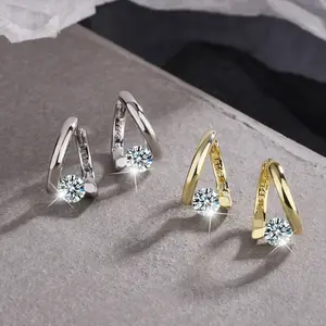 Moissanite 2 Carat Heart Earrings 925 Sterling Silver Clip Earrings Gold Color Moissanite Unisex Elegant Design