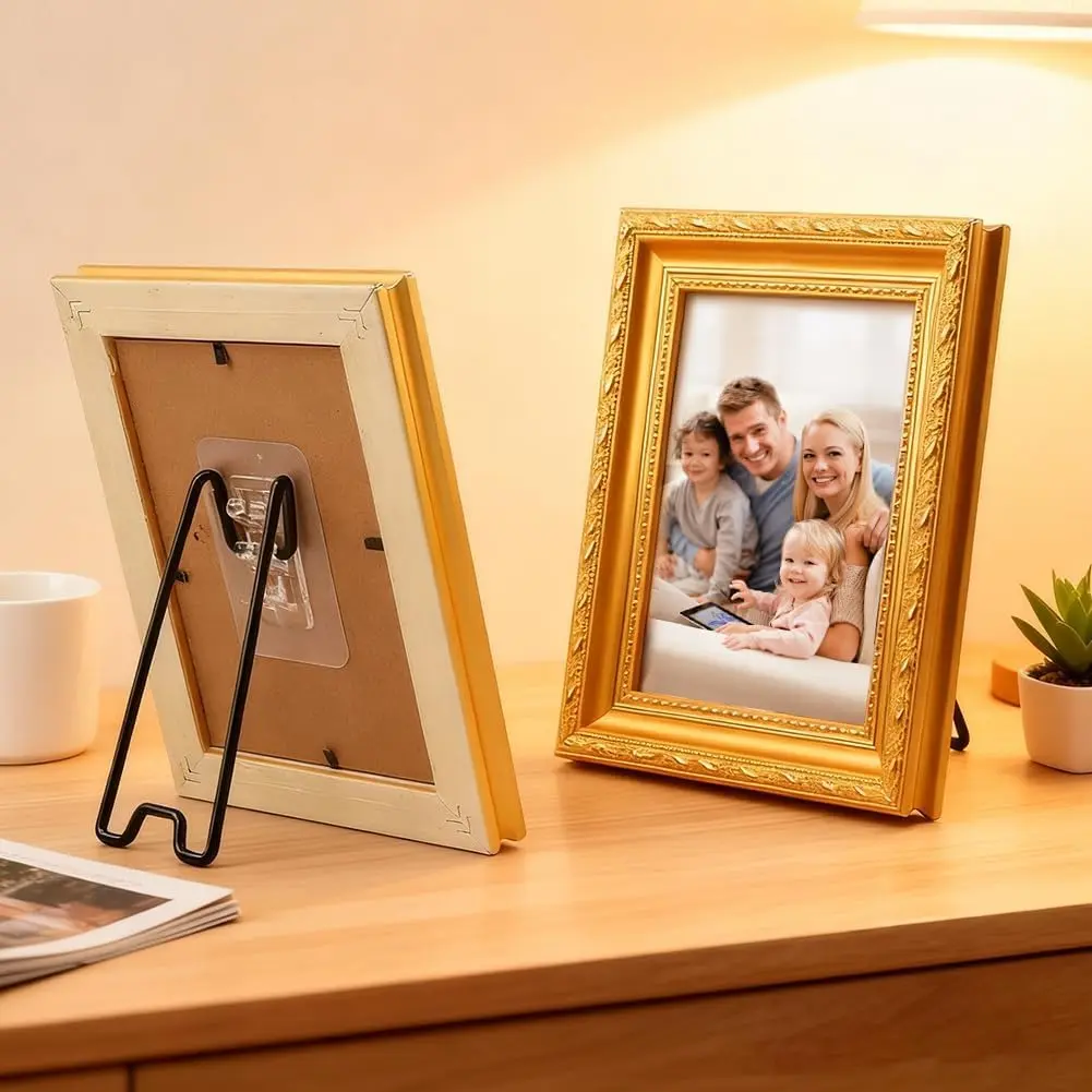 2-piece set of small photo frame back panel bracket with self-adhesive function, suitable for desktop use with stainless steel photo frame bracket, compatible with photo and painting display back panel bracket.