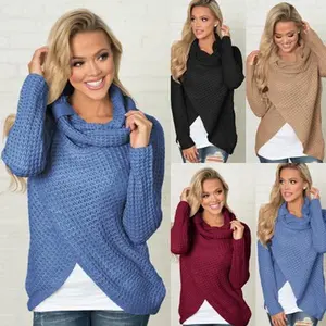New popular women's autumn and winter long-sleeve versatile knit top sweater with versatile stacked collar