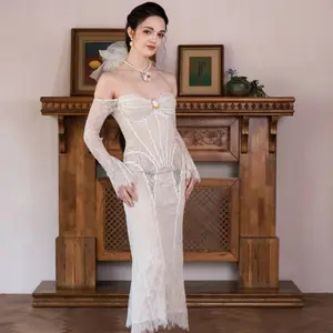 Feathers of Lumen Corset Dress-LuminaVenus Dresses Wedding French Floral Dress  LaceUp Design Casual Prom Dress Outfits Holiday Essentials Graduation Season Strapless Corset Party Dress Aesthetic Flared Elegant Formal Fabric