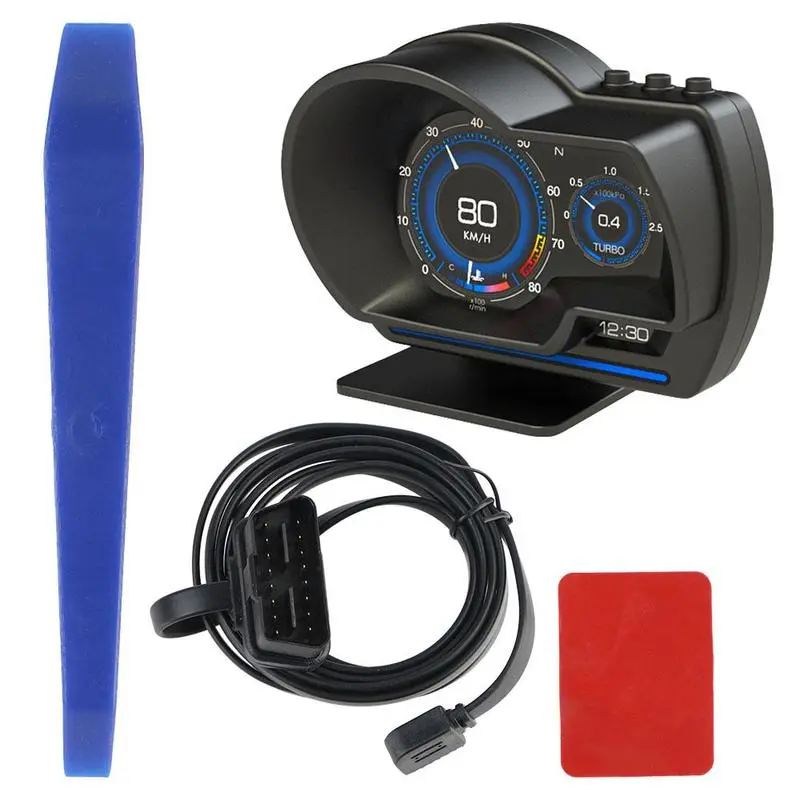HD Screen Car HUD Display, Automotive Vehicle Accessories for Cars with GPS+OBD Dual Compatibility, GPS Speedometer, Date Display, Multiple Alarm Functions, USB Cable, Base Bracket, Rotating Suction Cup Bracket, English User Manual (Father's Day Gift)