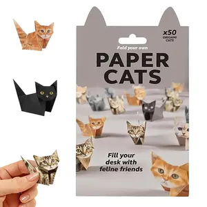DIY Paper Cats - 50 Sheets DIY Origami Paper to Fold Cute Cat Figures, Fun Creative Art Project, Fun Craft Activity for Adults & teens, Art Supplies, Desk Decor and Gift for Pet Lovers