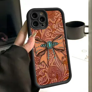 Turquoise Diamond Cowprint Phone Case For iPhone 17 Pro Max 16 15 14 13 12 PRO PLUS MAX | Lanyard phone case | TPU Phone Case Shockproof Cover  #TYJTHDJ3