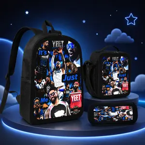 YEET Style 3PCS Backpack Set, Large Capacity Backpack with Lunch Bag & Pencil Case, Lightweight Everyday Travel Daypack