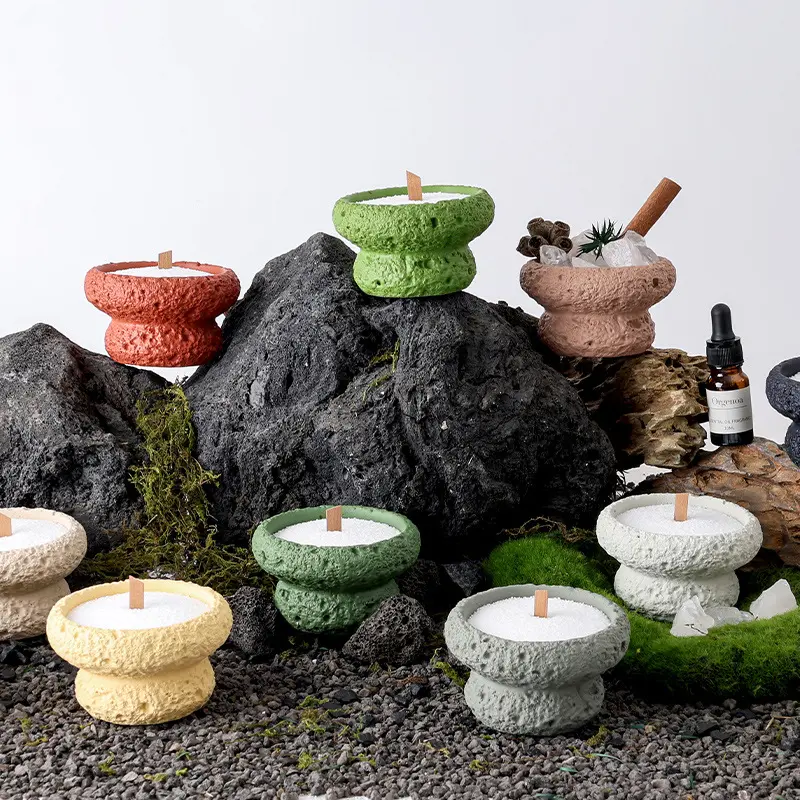 Volcanic stone cup cement candle cup wax container empty cup aroma candle cup