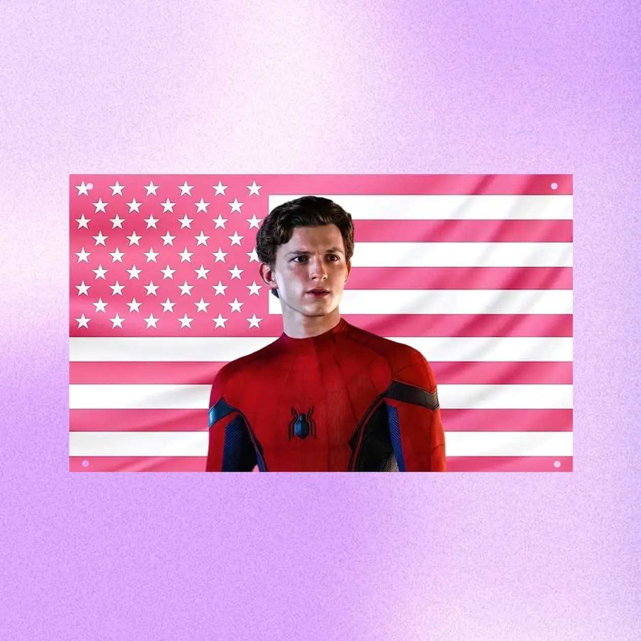 Tom Holland Pink US Wall Tapestry – Actor Flag, Movie Room Decor Banner