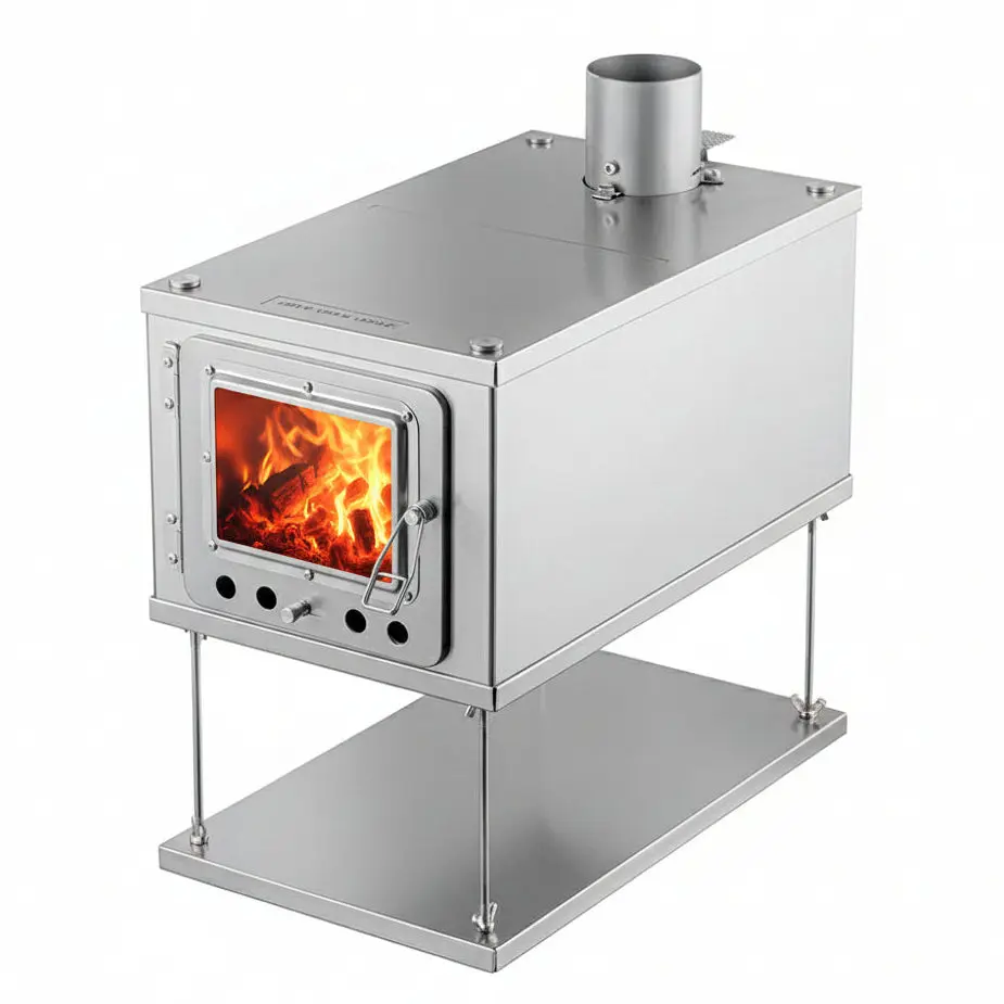 W-stove 3W Titanium Wood Stove (OEM Branded) Collapsible for Ultralight Hot Tent Camping