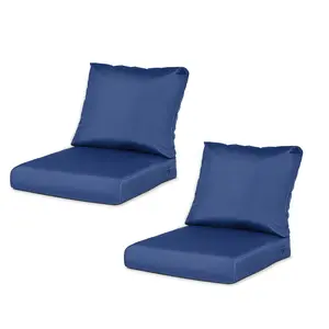 AOODOR Outdoor Chair Cushions Set of 2, 24"x24", Water Resistant Outdoor Deep Seat Cushions with Handle & Adjustable Straps