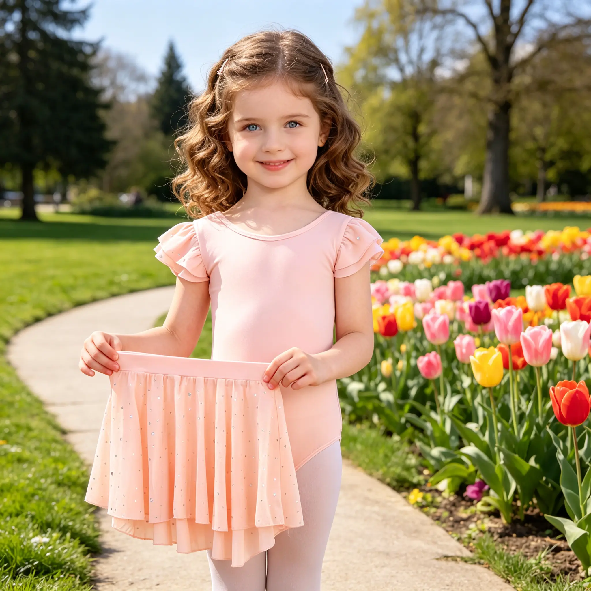 Girls Flutter Sleeve Ballet Leotard with Removable Sparkle Chiffon Skirt 2 Piece Kids Dance Outfit for Class Recital Stage Performance
