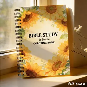 Bible Study & Verse Coloring Book – Christian Planner Notebook, A5 Size Spiral Bound, 52 Week Bible Reading Plan, Daily Scripture, Prayer Record, Devotional Plan & Faith Reflection | Christian Gift