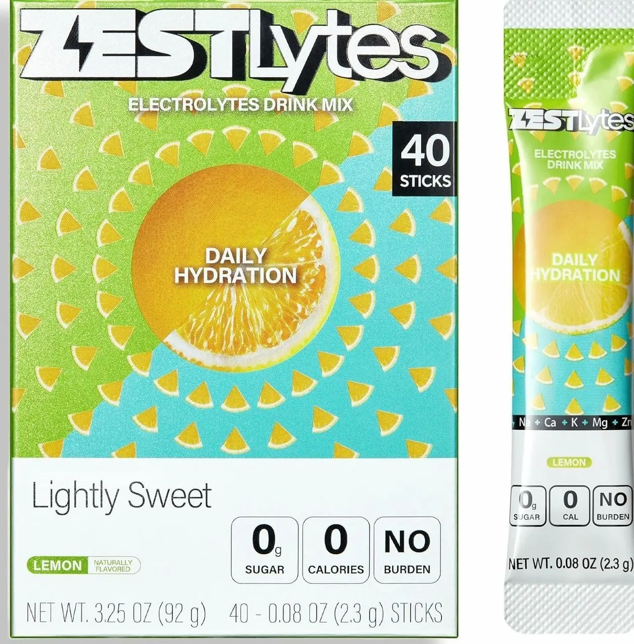 Sugar Free & 0 Calorie Electrolyte Hydration Packets, 40 Sticks Lightly Sweet & Salty Lemon Electrolyte Powder Drink Mix, Daily Liquid Hydration IV Flavors | 5 Vitamins | 5 Electrolytes