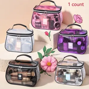 Luxury Retro Style Makeup Bag, Makeup Organizer Pouch, Waterproof Transparent Large Capacity Travel Organizer, All-In-One Toiletry & Cosmetic Storage Solution, Travel Cosmetic Bags