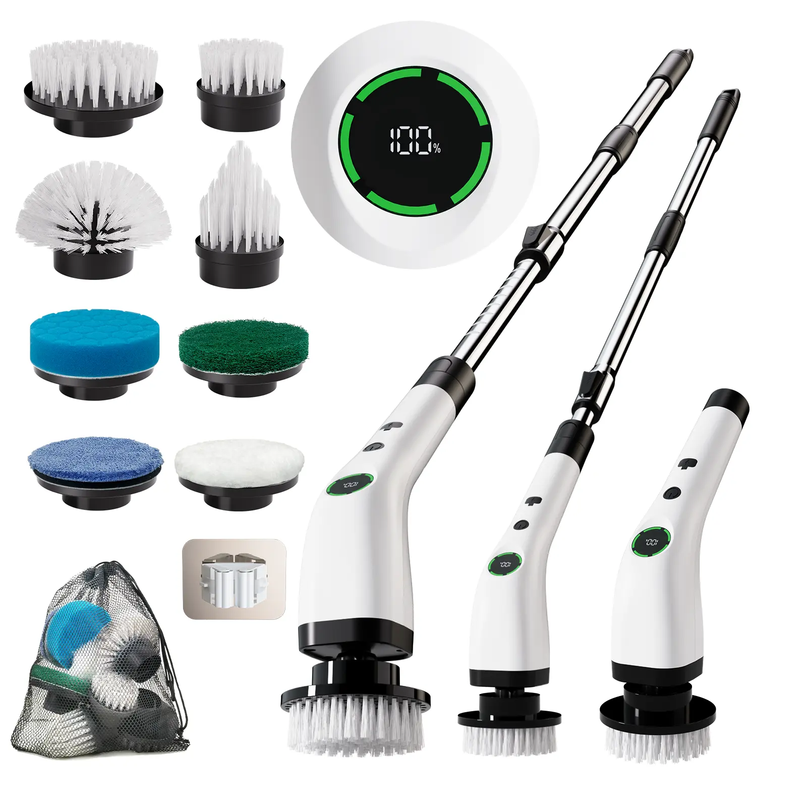Swyprrix  9  in  1  cleaner brush for bathroom shower bathtub tub scrubber rechargeable spin scrubber extended handle extension tile floor cleaning