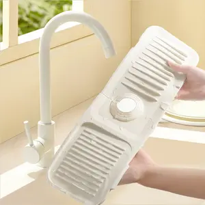 Silicone Faucet Mat, 1 Faucet Drip Collector, Punch-Free Sink Splash Reservoir for Bathroom Sink and Kitchen