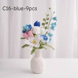 Crochet Flower Bouquet, Tulip, Hydrangea, Carnation, Rose, Yarn Flower Arrangement, Gift for Her, Birthday, Anniversary, Mother's Day