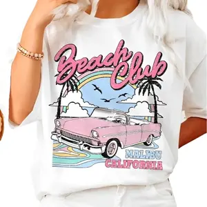 Vintage Tees - Collection 1, "Beach Club" Print T-Shirt, Vacation Outfit