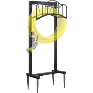 Garden Hose Holder -Upgraded Hose Holder Holds 100-feet Hose,Freestanding Heavy Duty Hose Hanger,Sturdy Hose Stand for Lawn & Yard,Black outdoorfun