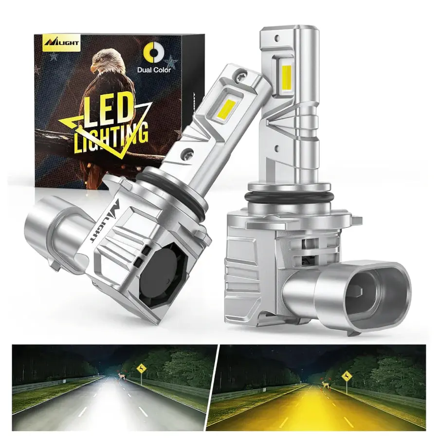 Nilight 9006/HB4 Switchback LED Headlight Bulbs CS1 Series, High Lumen Car Headlights, High Lumen Headlight