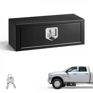 VEVOR Underbody Truck Tool Box, Summervibes,Summervibes, 27 x 10 x 10 Inch Heavy Duty Steel Trailer Storage Box with Lock & Keys, Waterproof Trailer Storage Organizer Under Body Chest with T-Handle for Truck, Van, SUV, Black