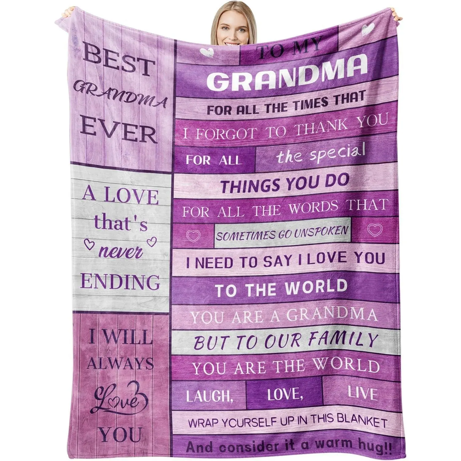 Mothers Day Grandma Gifts from Granddaughter, Gifts for Grandma from Grandkids,Single-sided Print,Lightweight Soft Flannel Blanket for Bedroom, Sofa, Car, Office, Camping, Travel, Naps & Daily Use. Gift for Valentine's Day, Birthday, Wedding