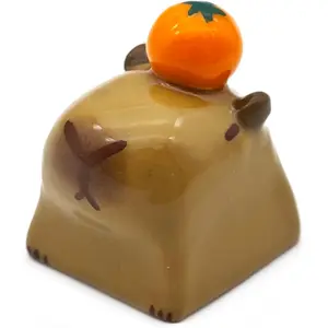 Cartoon Capybara Keycap,Custom   Clay Artisan ESC Keycap,Cute Keycaps Personalized Replacement Key Caps for Cherry MX Mechanical Gaming Keyboard (Orange Capybara)