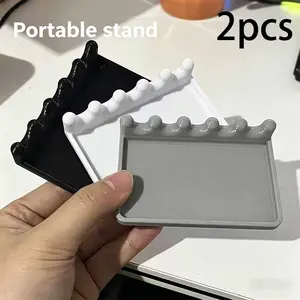 2pcs Portable Brush Holder with Tray, Easy Clean Design, Saves Space, Ideal for Watercolor, Acrylic, Oil Paint Brushes, Art Studio Supplies