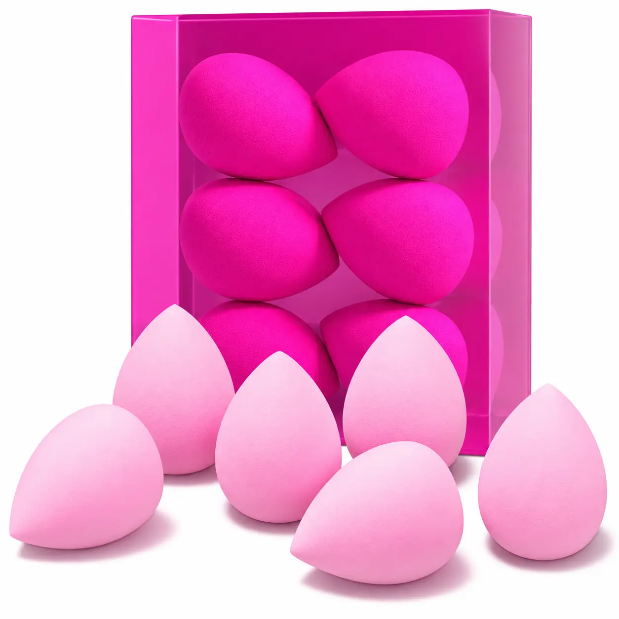 6 Pcs Makeup Sponges Set, Makeup Sponges for Foundation, Latex Free Beauty Sponges, Pink