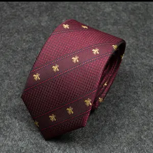 Personalized embroidery color matching bee tie men's tie formal wear business men's tie Silk Red