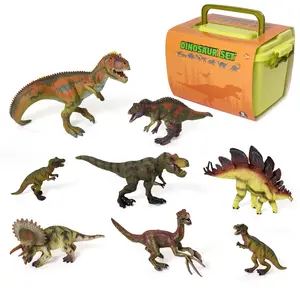 Dinosaur Realistic Figures Play Set Playmat & Storage Box, Non-Toxic Hand Painted Educational Dino Toys T-Rex - 8 Dinosaurs