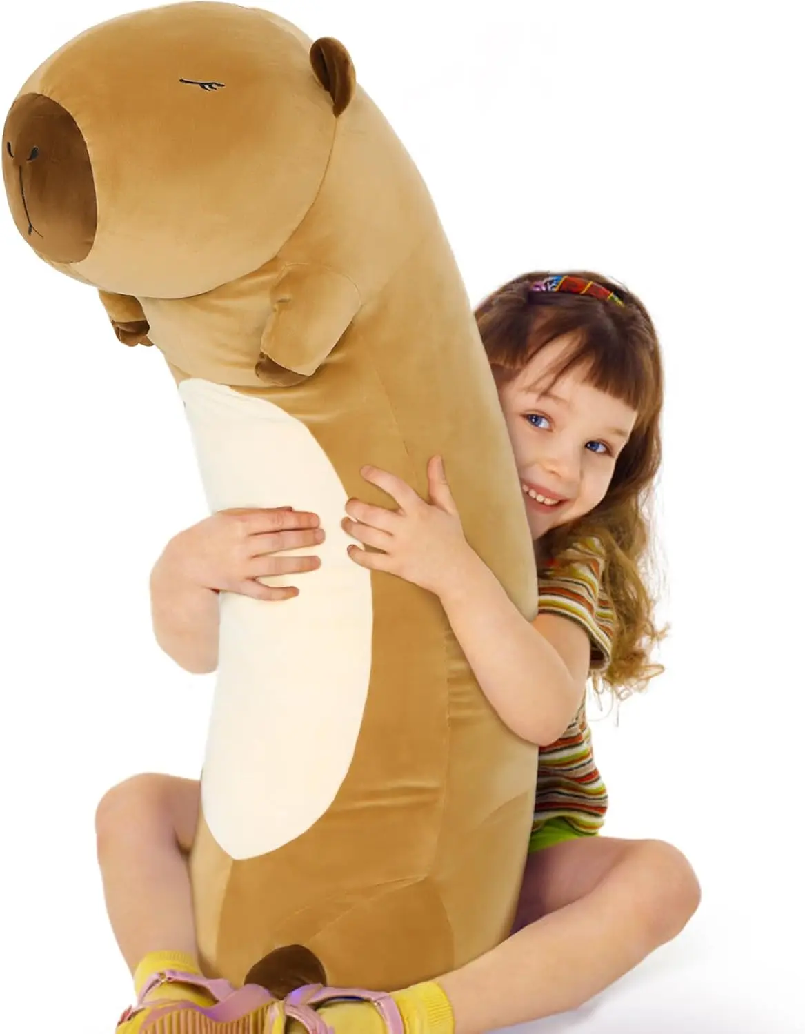 MaoGoLan Long Capybara Plush Body Pillow, 39.5” Cute Capybara Stuffed Animal Soft Sleeping Throw Pillow Plush Capybara Toy Birthday Christmas for Kids Girlfriends