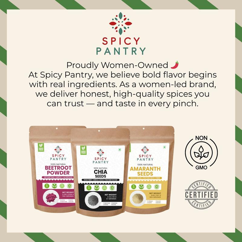 Spicy Pantry Chia Seeds, Whole Black Chia Seeds for Smoothies, Baking, Puddings & Toppings, Non-GMO Pantry Staple