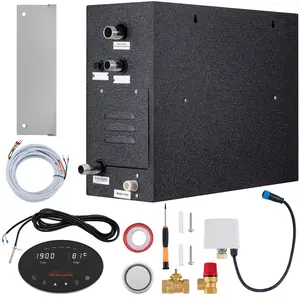 12KW Steam Shower Generator with Segmented Heating, Precise Temperature Control, 24-Hour Timer, Automatic Drainage, and Complete Home Steam Shower System Kit for Spa-Quality Steam Bath Experience
