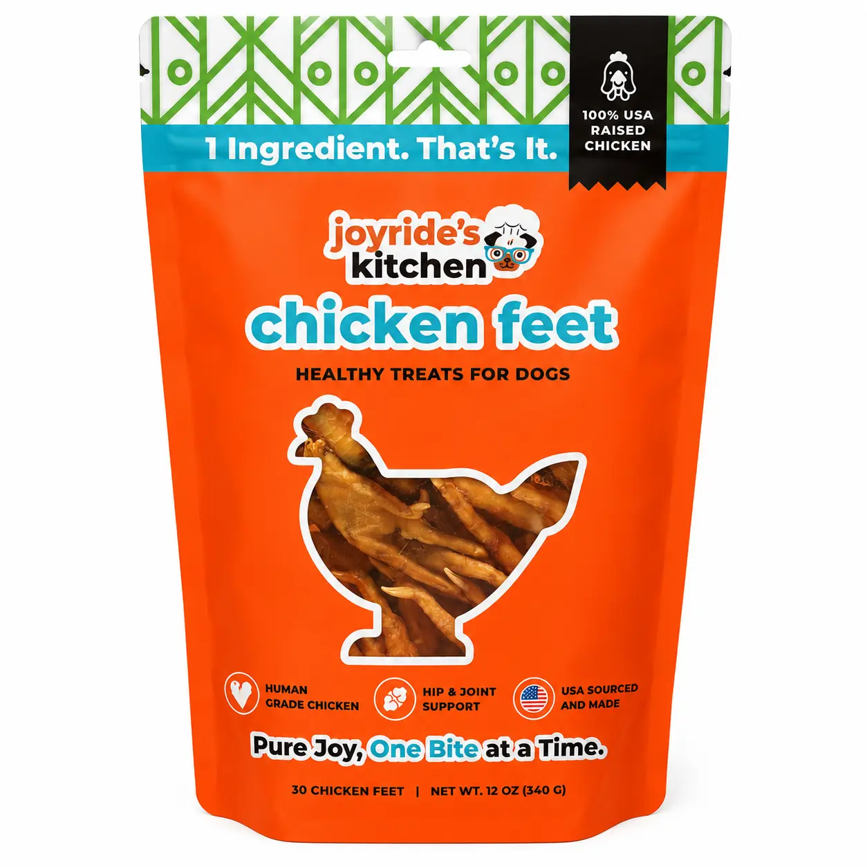 USA Chicken Feet Dehydrated Dog Treats by Joyride's Kitchen , Made and sourced in the US, BCC farm, human grade, vet recommended dental chew for dogs