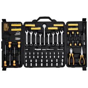VEVOR 221-Piece Mechanics Tool Set,  1/4" and 3/8" Drive Sockets, SAE and Metric Mechanic Tool Kit with Bits, Wrenches, Ratchet Handle, Accessories, and Plastic Storage Case, for Automotive Repair