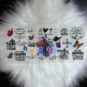 Cross - UVDTF Wrap 16oz Cup Wrap Decorative Stickers Waterproof Craft
