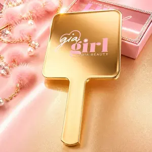 GIA GIRL METALLIC GOLD SMALL HANDHELD MIRROR - Compact & Stylish Design for Everyday Use