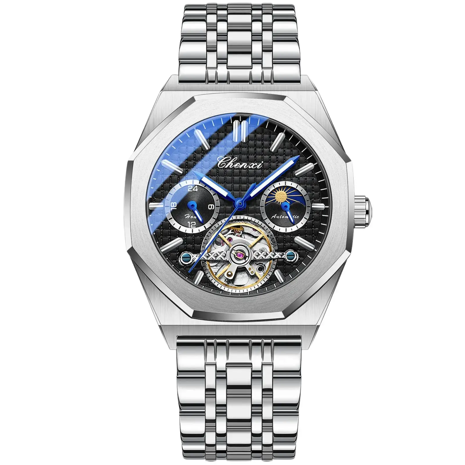 S-CHENXI-cx8814 Men’s Automatic Mechanical Watch Skeleton Dial Fashion Wristwatch