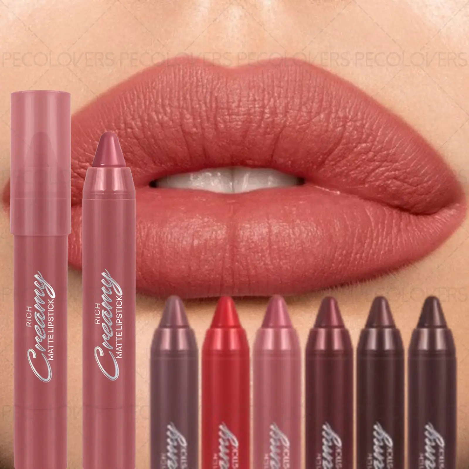 6pcs/set Matte Waterproof Lipstick Pen, Long-lasting Anti-smudge Formula, Crayon Texture, Non-stick Cups, Silky, Perfect for Halloween and Christmas Makeup Look.