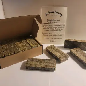 Mullein Beeswax Fire Starter Blocks - Non-Toxic Fire Starters Made with Natural Beeswax, Organic American Mullen Beeswax, 9 Blocks